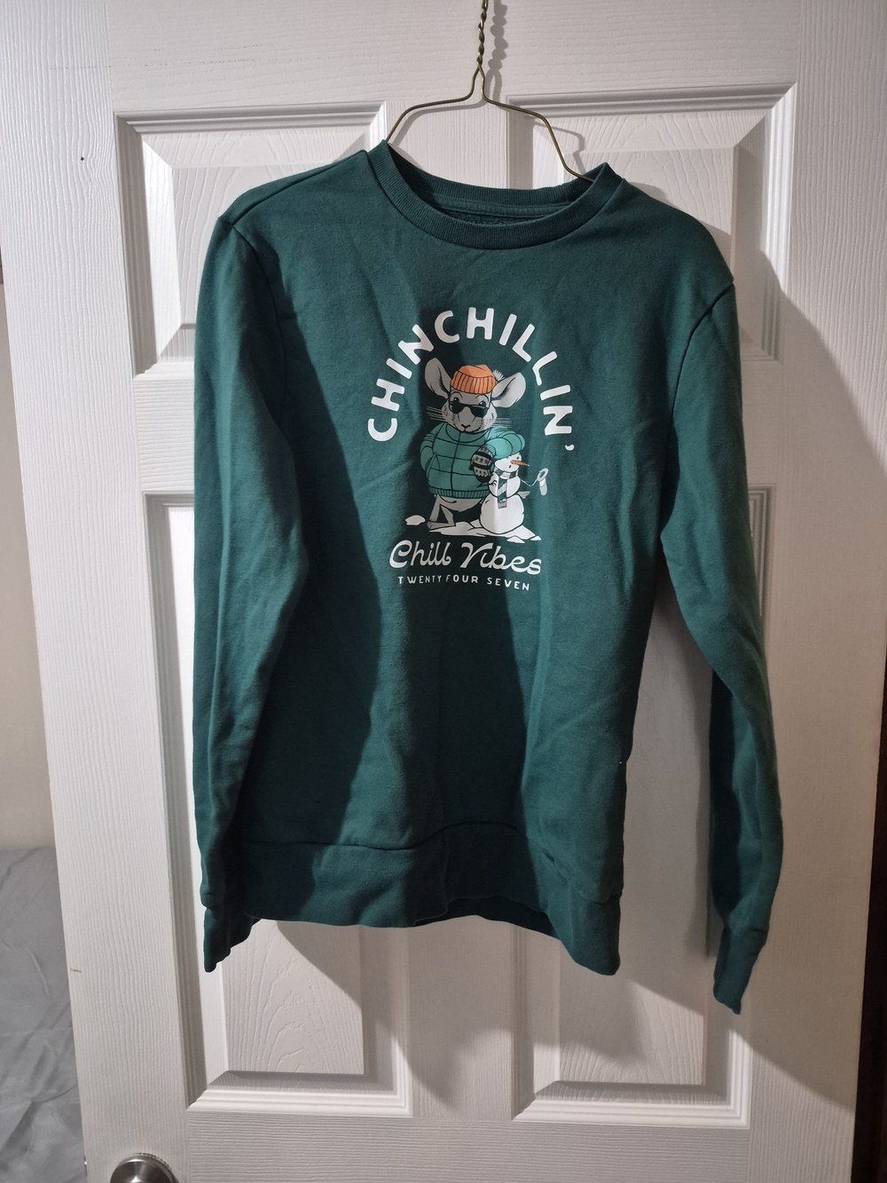 Old Navy Teal Green "Chinchillin' Chill Vibes" Graphic Sweatshirt